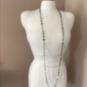 Vintage Joan Rivers Elegant Green and Blue Beaded Necklace